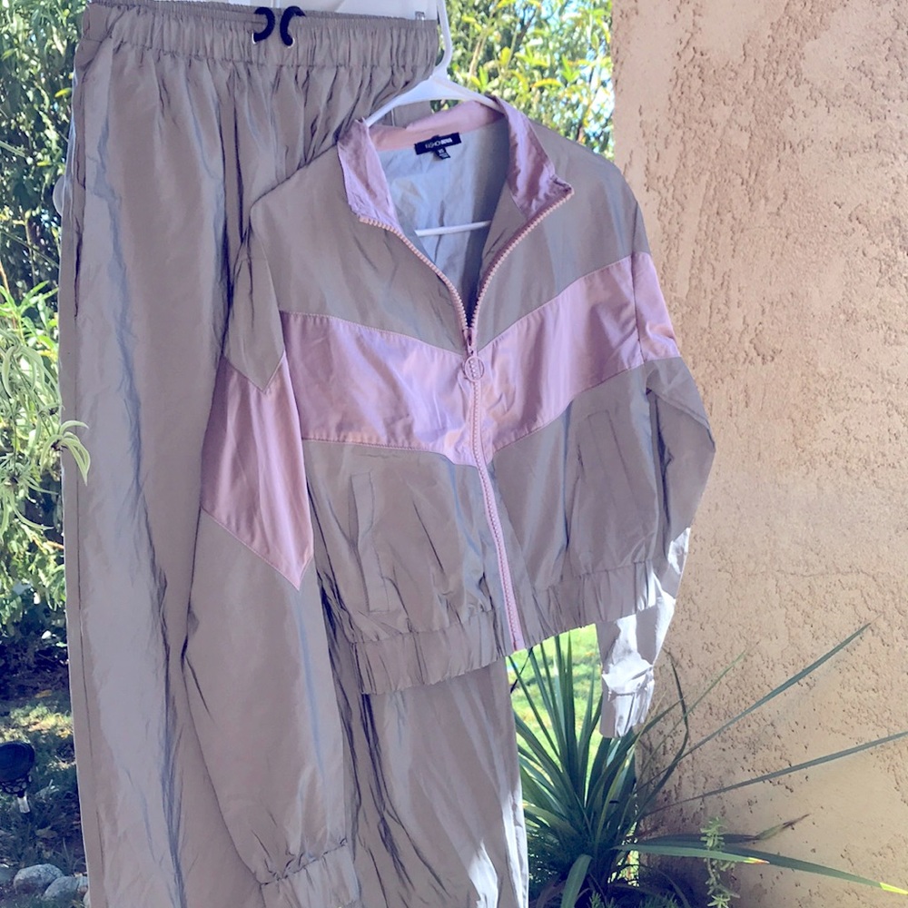 Pink and silver metallic track suit. New no tags